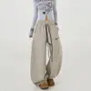 Calça de Moletom Feminina Estilo Americano Primavera e Outono 2025 Solta Cintura Alta Casual Jogger Tamanho Grande Punho Pequena Fluida Perna Larga
