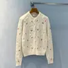Cardigan de Punto de Cable de Lana Nanyou Haute Couture 26 Primavera Nuevo Logo de Letra Paloma de la Paz Bordado de Rosa