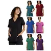 Batas de Escote en V de Alta Gama Europeas y Americanas para Mujer, Disponibles en Múltiples Colores, Adecuadas para Uniformes Médicos, de Enfermería, Odontológicos y Batas Quirúrgicas, Personalizables