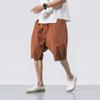 Pantalones de Cinco Puntos de Algodón y Lino Nuevos de Verano Pantalones Holgados de Moda Baggy Pantalones Grandes para Hombre con Cintura Holgada Pantalones Cortos de Playa Estilo Chino para Hombre