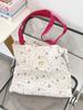 5443 Bolsa de Lona con Estampado de Gatito Lindo Gran Capacidad Doble Capa Bolsa de Trabajo para Estudiantes Mujeres Bolso de Mano de Verano