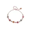 Pulsera de Plata de Ley S925 con Turmalina Yuebao Jewelry Mariposa Trébol de Cuatro Hojas Versátil Estilo para el Trabajo Pulsera en Capas con Piedras Preciosas de Colores Venta al por Mayor