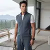 Colección nueva 2026 de Baicai Rong: Traje de hombre 100% cachemir puro, con chaleco con cremallera, pantalones casuales de pierna recta y cuello alto.