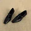 Sapatos Mary Jane retrô franceses transfronteiriços, sapatos femininos de bico quadrado, salto grosso, boca rasa, pretos, elegantes e versáteis para o dia a dia