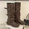 Botas Curtas Retro Plissadas Femininas 2026 Nova Outono Estilo Western para Calças Salto Bloco Botas Martin Botas de Cavaleiro