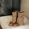 Botines de suela gruesa para mujer, nueva colección otoño 2026, modernos y versátiles, estilo europeo y americano, diseño retro con correas y un lazo, botas de vaquero western