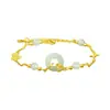 Pulsera Original Diseño Ruyi Hebilla Pequeña de Fortuna y Paz para Mujeres, Pulsera Vintage Estilo Chino Nuevo de Jade Hetian con Diseño de Hoja de Ginkgo, Plata Pura