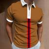 Camiseta Polo Masculina de Manga Curta Listrada Estampada com Zíper Casual Amazon AliExpress Transfronteiriça Roupa Masculina de Comércio Exterior
