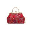 Bolso de estilo chino transfronterizo para mujer, nuevo bolso de mano portátil con clip de flor bordada, celebridad de Internet, noche, cheongsam, satén, hombro oblicuo