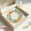 Cuentas de Cristal Multicolor, Cuentas de Cristal de Color Dopamina de Fluorita Verde, Pulsera de Cristal Blanco Transparente