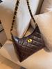 Bolso de Hombro tipo Tote de Cuero Genuino Estilo Tweed para Mujer 2025 Primavera y Verano Nuevo de Moda de Gama Alta Acolchado con Cadena Bolso Cruzado