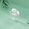 Anillo de Plata de Ley S925 Nalan Exquisito y Sencillo Estilo Ins Diseño de Nicho Elegante Anillo de Hoja de Perla R03478