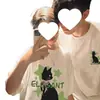 Algodão Penteado PuroGato Estrela Tops Combinando Especiais para Casal Estilo Verão 2026 Camiseta de Manga Curta para Mulheres