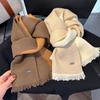 Bufanda Nueva de Lana Mixta Cálida para Mujer Otoño e Invierno, Doble Cara, Diferentes Colores, Borlas, Versátil, Tacto de Alta Gama, Chal y Bufanda de Cuello para Mujer