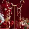 Pendientes de Navidad "Jingle Bells", Lindos Pendientes de Campana Roja, Pinzas para Cartílago de la Oreja, Pendientes y Pinzas para Orejas Atmosféricos