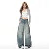 Jeans Anchos de Diseño Desestructurado Naranja Infantil Estilo Cimitarra para Mujer, Corte Holgado, Adelgazantes, Únicos, Versátiles, Pantalones de Largo Completo.