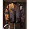 Chaqueta Suelta Estilo Americano Sin Planchar Otoño Cuello de Béisbol Chaqueta de Cuero Abrigo de Pareja Top de Gama Alta para Hombre Marca de Tendencia