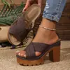 Sandalias de Moda de Verano 2026 Nuevas de Comercio Exterior Talla Grande para Mujer, Casuales, Cómodas, Huecas, de Tacón Alto, Tacón Grueso, Peep-Toe