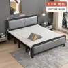 Cama plegable para uso doméstico, cama doble con estructura de hierro y colchón, cama sencilla para viviendas de alquiler, cama de tablero duro, cama para siesta en la oficina, cama individual