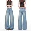 Jeans Azules de Pierna Ancha de Lyocell para Mujer, Novedad Verano 2026 Cintura Alta Adelgazantes Sueltos Delgados Rectos