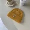 Nuevo Gorro de Punto con Letra para Mujer Estilo Coreano Otoño e Invierno Cálido Gorro de Lana Bordado Personalizado Monocromático Gorro Baotou