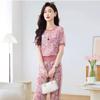 Camiseta Rosa de Manga Corta Reductora de Edad + Pantalones Deportivos Casuales Traje para Mujer Verano 2025 Nuevo Versátil Manga Corta + Pantalones Conjunto de Dos Piezas