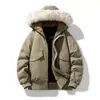 Estilo Novo de Inverno Jaqueta de Algodão Grossa Masculina Proteção contra Frio Capuz Quente Gola Grande de Pelo Roupas de Algodão Moda Masculina Casaco Tendência