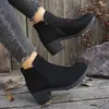 Nuevas Botas Martin de Tacón Alto Grueso de Talla Grande para Otoño 2026 para Mujer, Estilo Europeo y Americano, Punta Redonda Cómoda, Cremallera Lateral, Botas de Mujer de Exportación