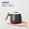 Caneca de Escritório Desenho Estilo Japonês Cabo de Madeira Cerâmica com Tampa Separação de Água e Chá Xícara de Chá Fofa Fofa Fofa Copo de Água