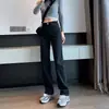 Jeans negros de pierna recta para mujer, nuevo estilo otoño e invierno 2025, tiro alto, holgados, que alargan la figura, adelgazantes, estilo cigarette, pantalones de largo hasta el suelo, otros