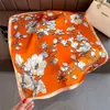 Pañuelo de seda pequeño con estampado de verano y otoño para mujer, pequeño, largo, de alta gama, estilo francés, cuadrado, para atar y atar.