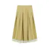 Conjunto de Falda Amarilla Nuevo y Elegante de Verano con un Top Versátil de Retazos y Falda Plisada para Ir al Trabajo
