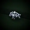 Anillo de plata de ley 925 para hombre plata ajustable moderno para mujer anillo de dedo de comida INS vintage francés iris pequeño al por mayor