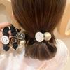 Corea del Sur Dongdaemun nueva banda para el cabello con cara sonriente que gotea aceite, cuerda para la cabeza de perla grande estilo Chanel elegante, accesorios para el cabello para coleta de niña