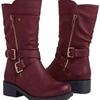 Outono e Inverno Novo Estilo de Exportação Europeu e Americano Fivela Média Cinto Zíper Lateral Botas Femininas Salto Baixo 40-43 Botas Tamanho Grande
