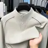Bestseller de transmisión en vivo: Sudadera de punto gofre texturizada de alta gama para hombre, con rayas de contraste, perfecta para otoño, casual y cálida, ideal como capa base