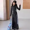 Conjunto otoñal nuevo estilo coreano 2026 para niñas, sudadera con bloques de color y conjunto de pantalones de chándal de pierna ancha, holgado y casual deportivo