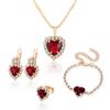 Oferta especial de Amazon: conjunto de joyería de moda con collar, pulsera, anillo y pendientes de diamantes de imitación, 4 piezas, venta al por mayor