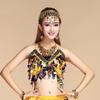 Top de Danza del Vientre Pieza de Gong Sujetador Top Colorido con Lentejuelas Traje de Performance de Danza India Sujetador con Monedas Colgantes de Diamantes de Colores