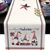 Nuevo camino de mesa de lino transfronterizo con estampado del Día de la Independencia para el hogar, comedor, sala de estar, mesa de comedor, decoración interior y exterior