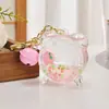 Lindo llavero de botella de arena movediza con gato KT, gatito de dibujos animados creativo, colgante para mochila escolar de estudiante, llavero para coche, baratijas