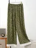 Pantalones Largos Estampados para Mujer de Primavera y Verano, Pantalones Casuales Sueltos Delgados de Talla Grande, Ropa para Casa y Pantalones para Dormir al Aire Libre, Pantalones de Encaje Modernos