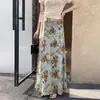 Nova saia longa slim com estampa vintage de feriado para mulheres, saia longa floral de sereia pura e atraente para o verão