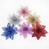 Ventas Directas de Fábrica Flor de Navidad con Polvo Dorado Recortada de 15cm Decoración para Árbol de Navidad Accesorios Florales Joyería Colorida al por Mayor