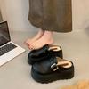 Zapatos Birkenan Casuales Versátiles Franceses Pantuflas de Algodón 2024 Nuevos Zapatos de Frijol con Forro Polar Calentados Espesados Zapatos Mao Mao