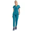 Uniforme de Scrub Hospitalar Secagem Rápida Cor Sólida Roupa de Trabalho Manga Curta para Médico Uniforme para Spa e Beleza Conjunto de Duas Peças Scrub Profissional