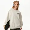 Moletom de Algodão Pesado para Casais, Corte Amplo, Gola Redonda, Pulôver sem Capuz, Versátil, Quente, Blusa Estampada para Outono e Inverno