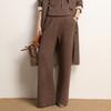 Cachemira Otoño e Invierno Nuevo Pantalón Grueso de Pierna Ancha Tejido Cintura Alta Caída Recto Casual Elegante Recto hasta el Piso