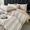 Conjunto de quatro peças em algodão de fibra longa, algodão 100%, escovado, estampa digital, conjunto de cama com lençol de cima e lençol com elástico, algodão puro, sem soltar fiapos