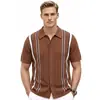 Ropa Masculina Nueva de Verano Transfronteriza Cárdigan con Solapa Ropa de Punto Casual Camisa Polo Casual de Manga Corta para Negocios para Hombre Sj0053